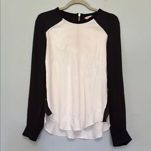 Rebecca Taylor Asymmetrical Raglan Blouse White and Black